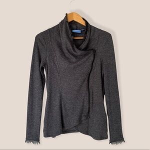 SIMPLY Vera Vera Wang Grey Asymmetrical Zip Sweater Medium